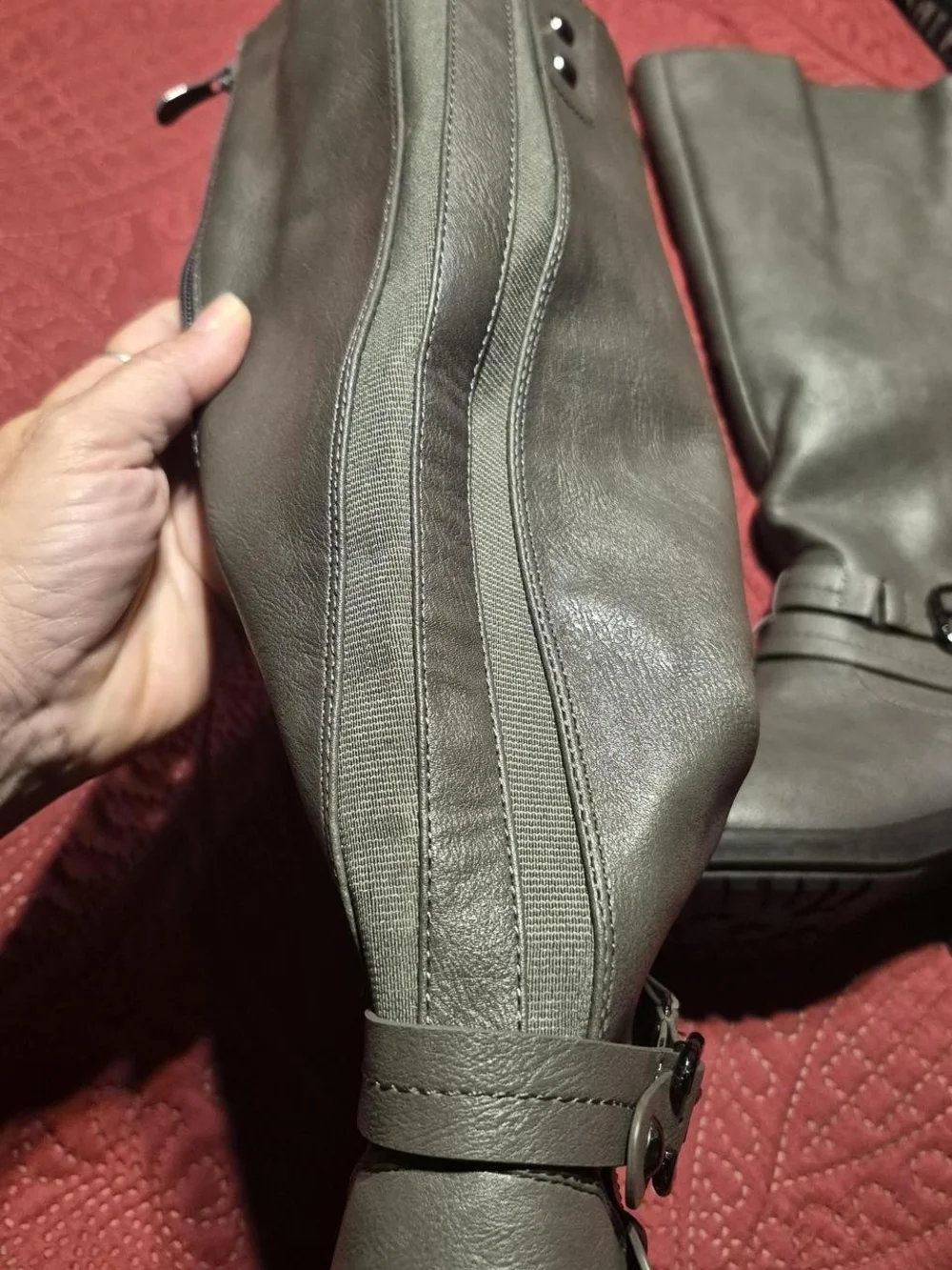 Dream Pairs Over-the-Knee Gray Buckle Riding Boots